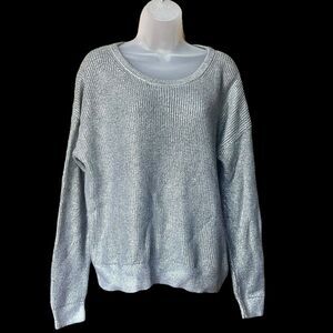 Gap Metallic Silver Pullover Crewneck Sweater Sz XL Fairy Whimsigoth Holiday
